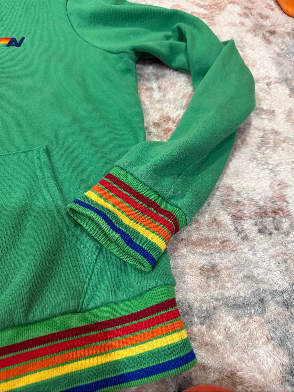 Aviator Nation green zip Hoodie with Rainbow Trim - Picture 3 of 5